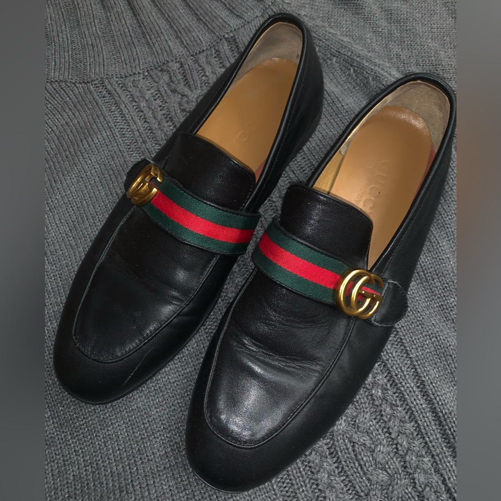 Gucci Men's Paride Web Stripe Bit Leather Loafers - Picture 2 of 10